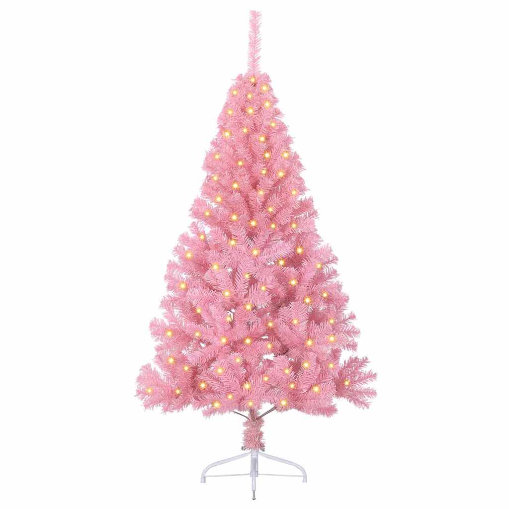Albero di Natale artificiale con luci integrate Rosa 120 cm PVC 3397046