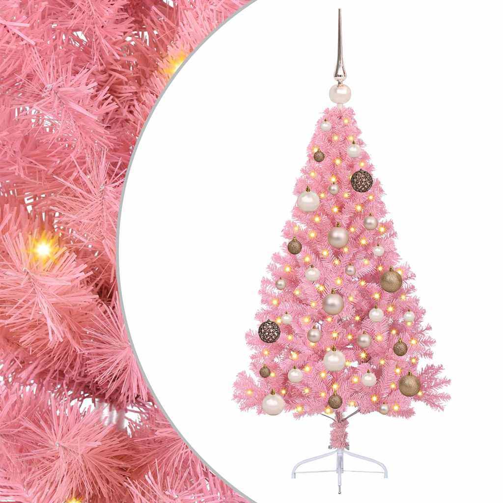 Albero di Natale artificiale con luci integrate Rosa 120 cm PVC 3397048