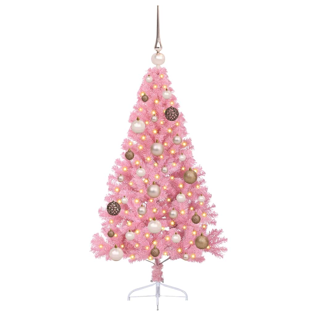 Albero di Natale artificiale con luci integrate Rosa 120 cm PVC 3397048