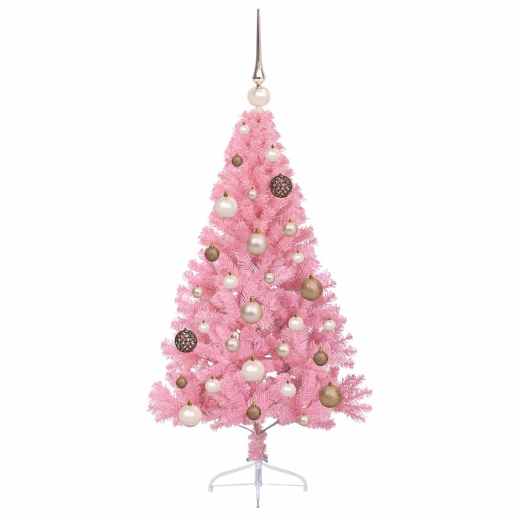 Albero di Natale artificiale con luci integrate Rosa 120 cm PVC 3397048