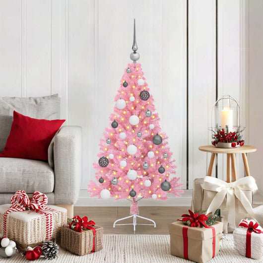 Albero di Natale artificiale con luci integrate Rosa 120 cm PVC 3397049