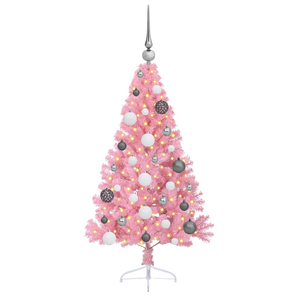 Albero di Natale artificiale con luci integrate Rosa 120 cm PVC 3397049