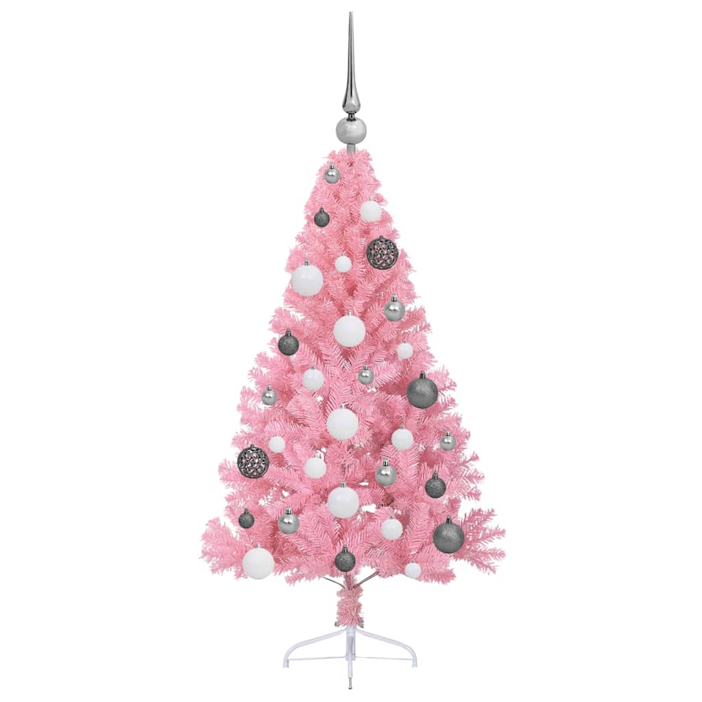 Albero di Natale artificiale con luci integrate Rosa 120 cm PVC 3397049