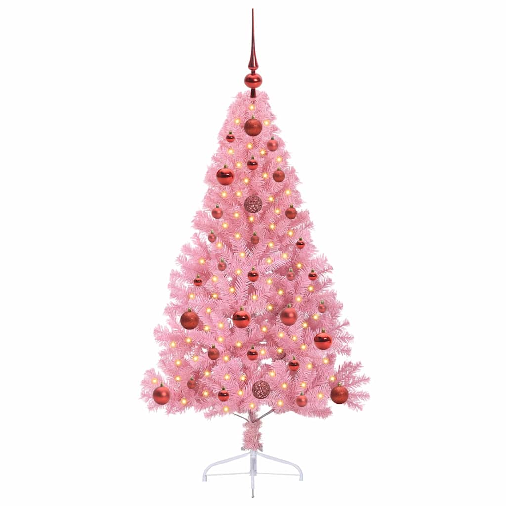 Albero di Natale artificiale con luci integrate Rosa 120 cm PVC 3397050