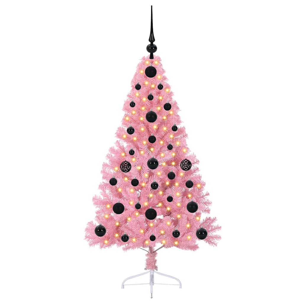 Albero di Natale artificiale con luci integrate Rosa 120 cm PVC 3397051