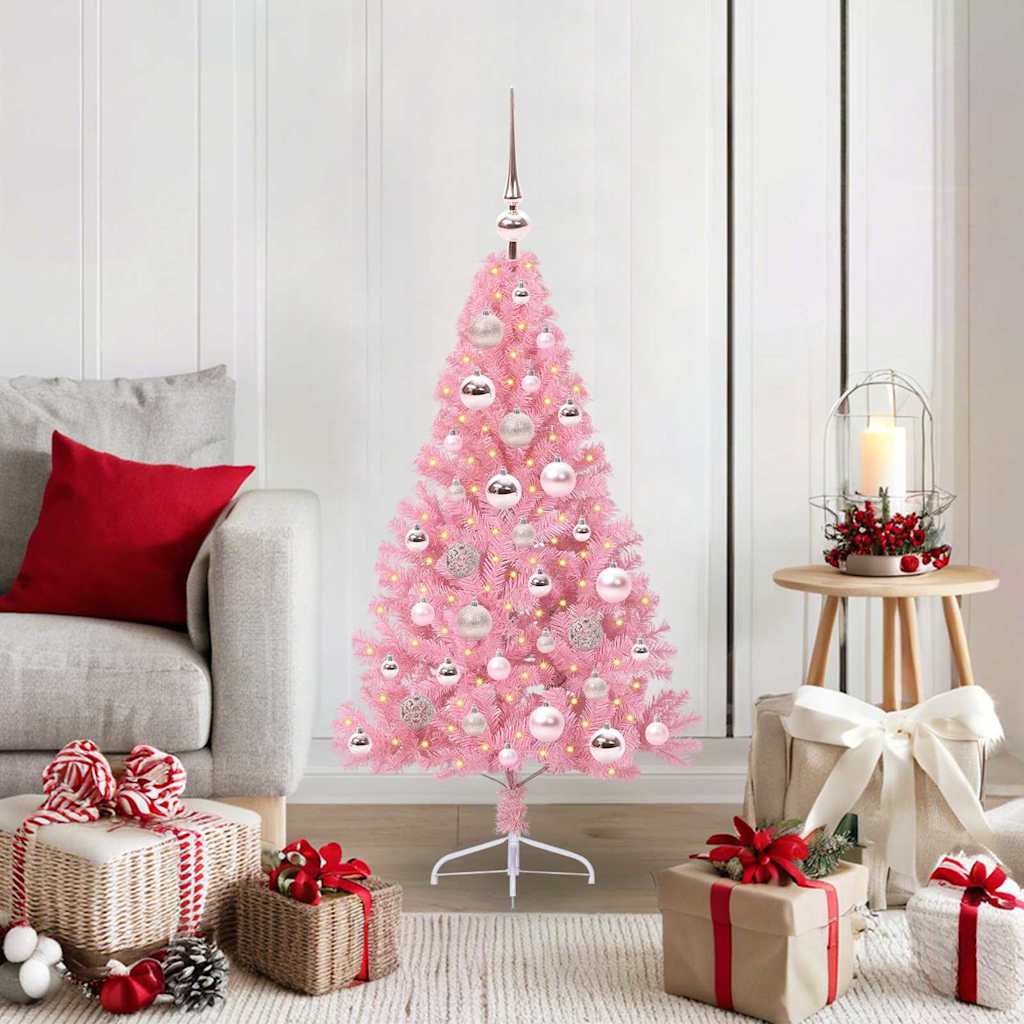 Albero di Natale artificiale con luci integrate Rosa 120 cm PVC 3397052
