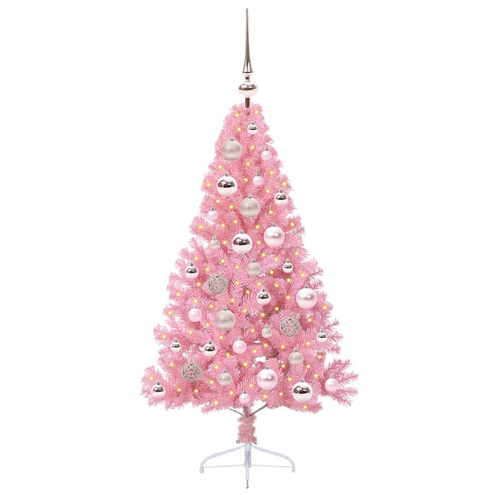 Albero di Natale artificiale con luci integrate Rosa 120 cm PVC 3397052