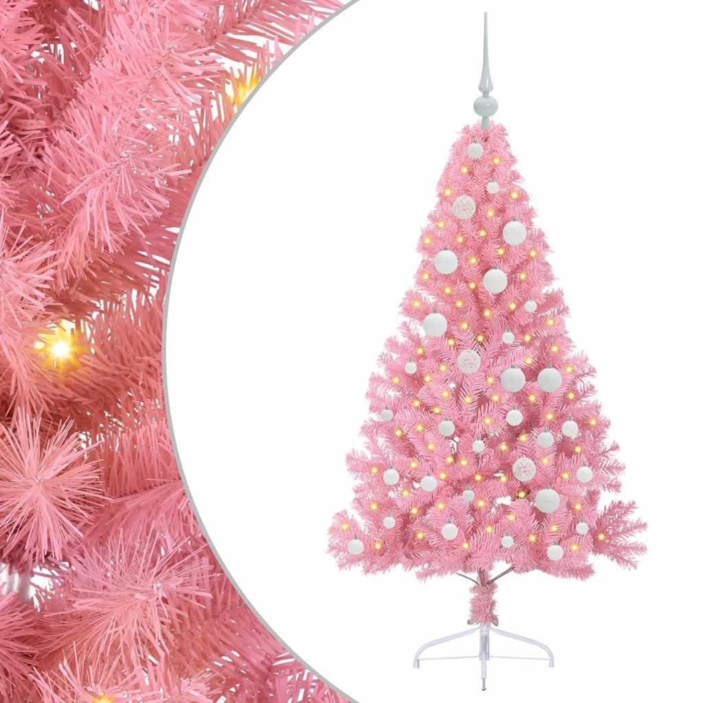Albero di Natale artificiale con luci integrate Rosa 120 cm PVC 3397053