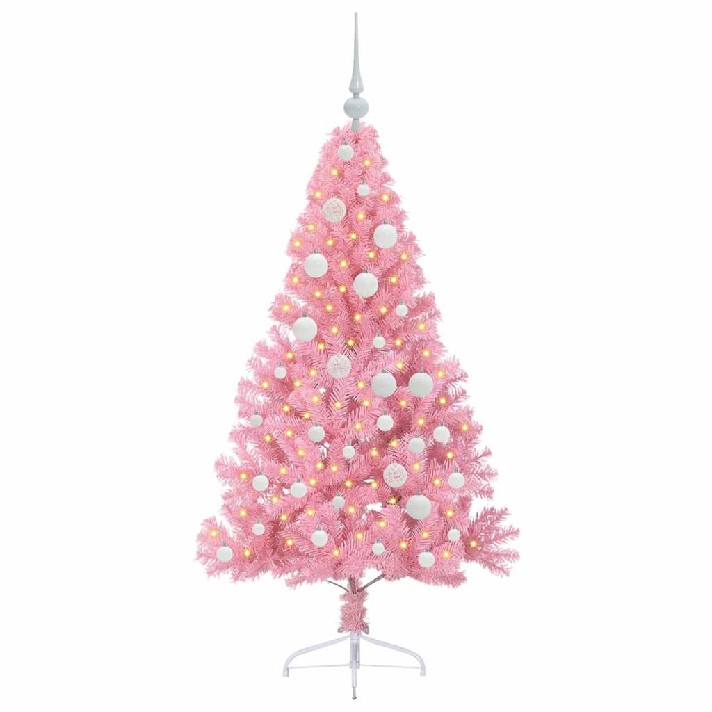Albero di Natale artificiale con luci integrate Rosa 120 cm PVC 3397053