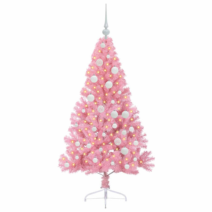 Albero di Natale artificiale con luci integrate Rosa 120 cm PVC 3397053