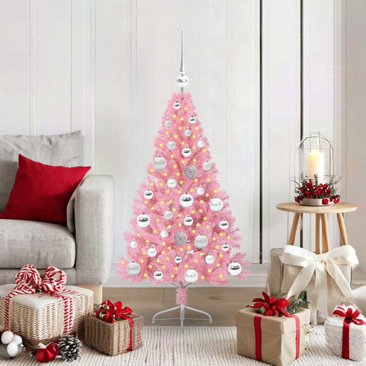 Albero di Natale artificiale con luci integrate Rosa 120 cm PVC 3397055