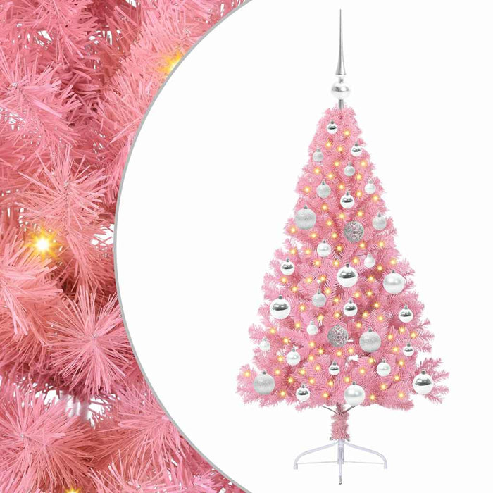Albero di Natale artificiale con luci integrate Rosa 120 cm PVC 3397055