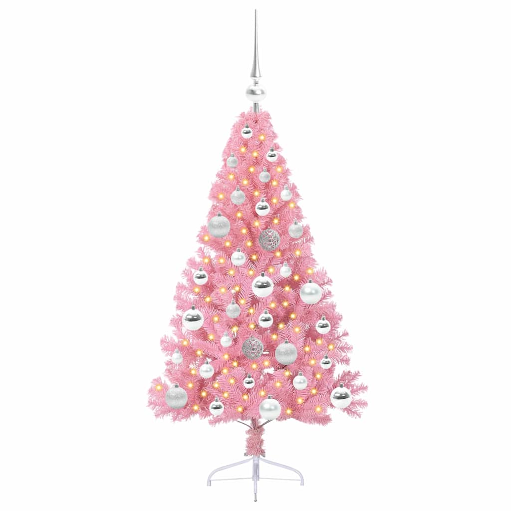 Albero di Natale artificiale con luci integrate Rosa 120 cm PVC 3397055