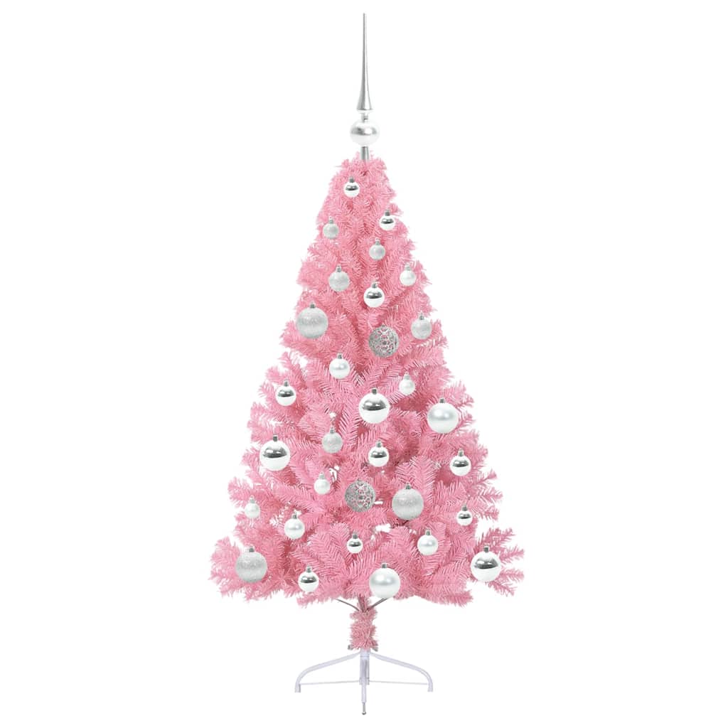 Albero di Natale artificiale con luci integrate Rosa 120 cm PVC 3397055