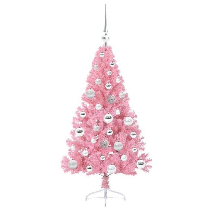 Albero di Natale artificiale con luci integrate Rosa 120 cm PVC 3397055