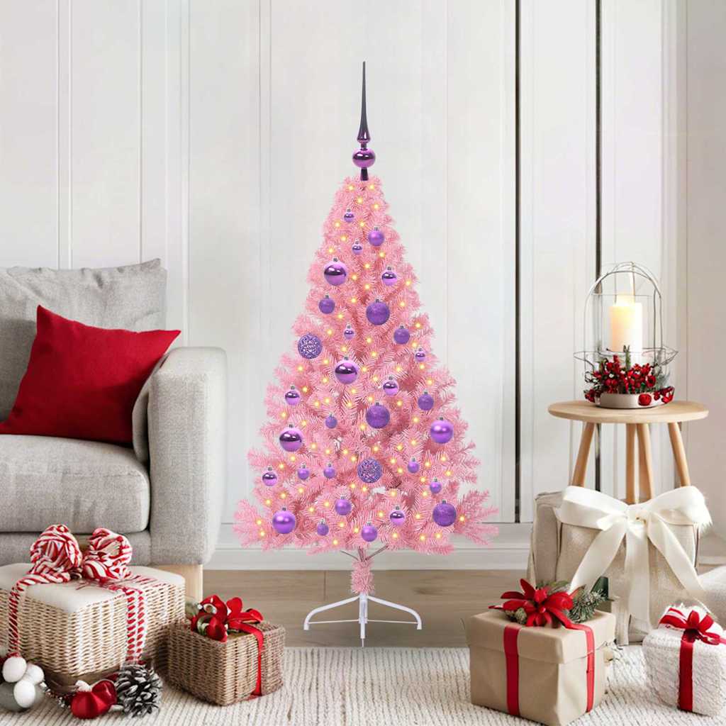 Albero di Natale artificiale con luci integrate Rosa 120 cm PVC 3397056