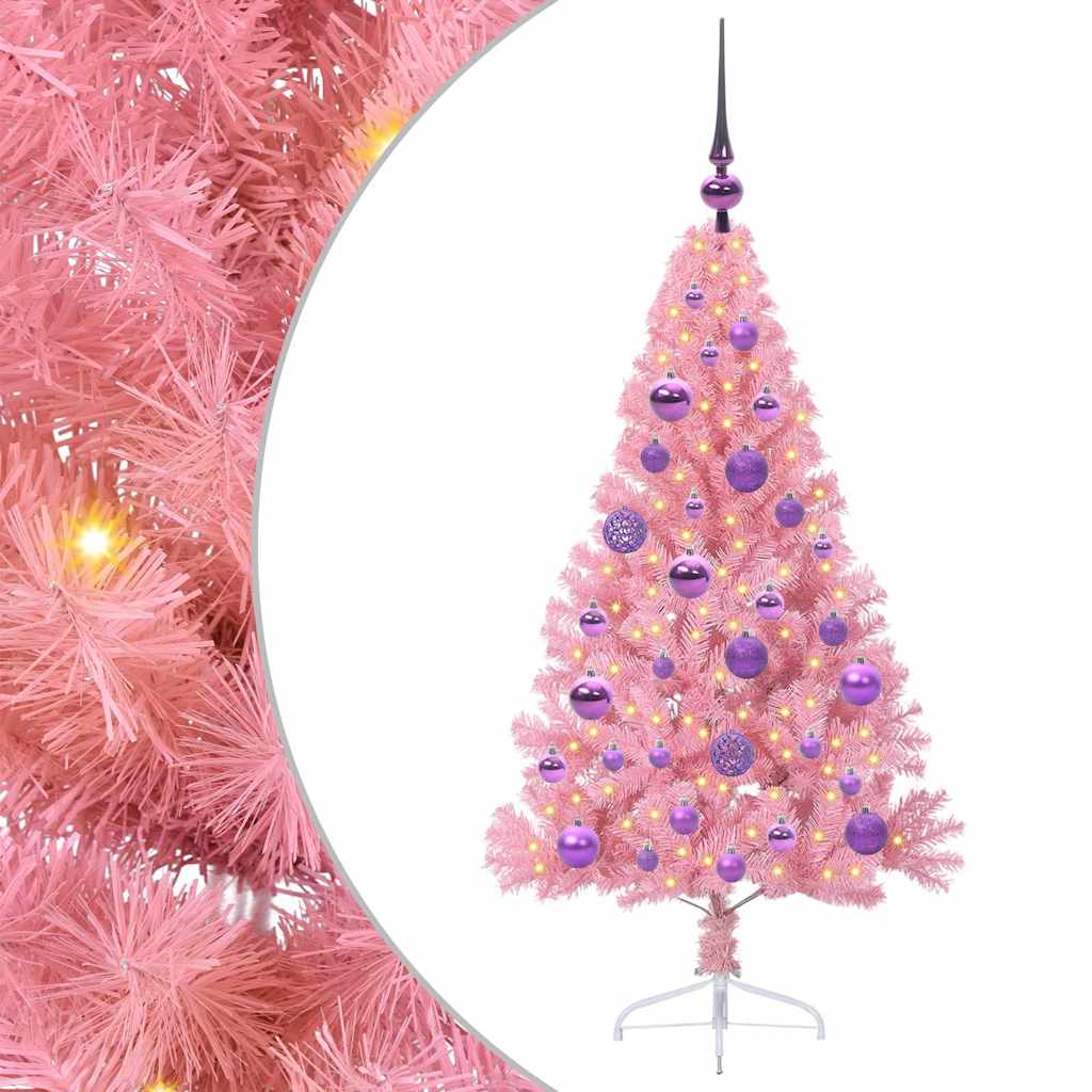 Albero di Natale artificiale con luci integrate Rosa 120 cm PVC 3397056