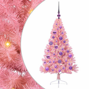 Albero di Natale artificiale con luci integrate Rosa 120 cm PVC 3397056