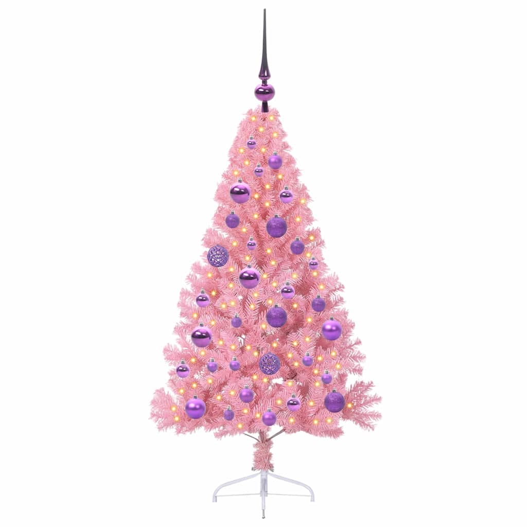 Albero di Natale artificiale con luci integrate Rosa 120 cm PVC 3397056