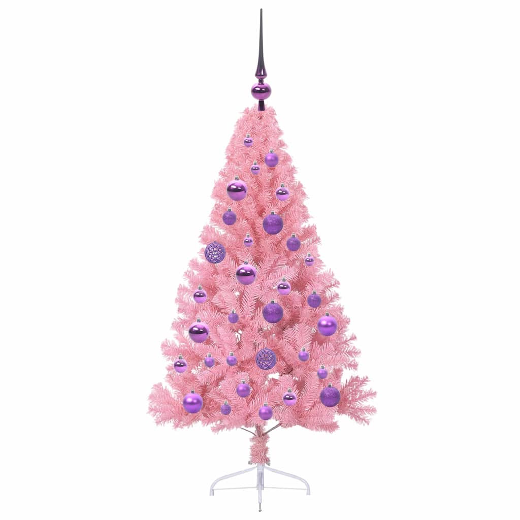 Albero di Natale artificiale con luci integrate Rosa 120 cm PVC 3397056