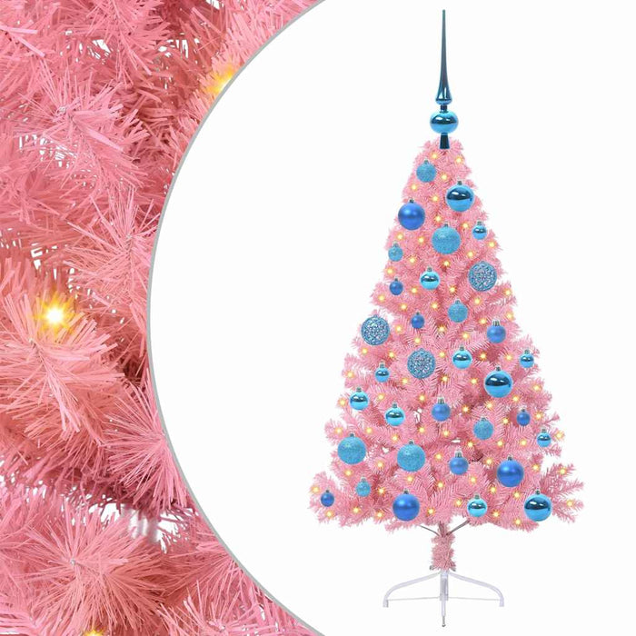 Albero di Natale artificiale con luci integrate Rosa 120 cm PVC 3397057