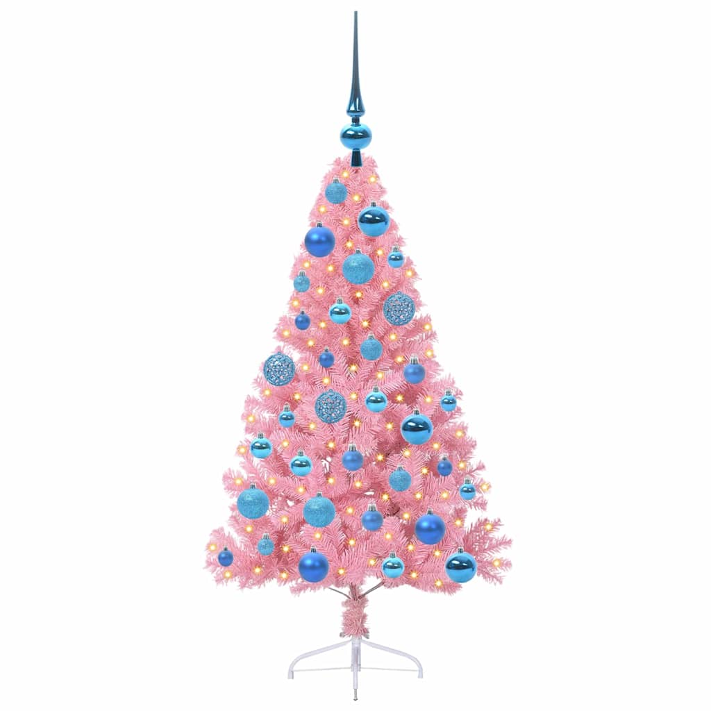 Albero di Natale artificiale con luci integrate Rosa 120 cm PVC 3397057
