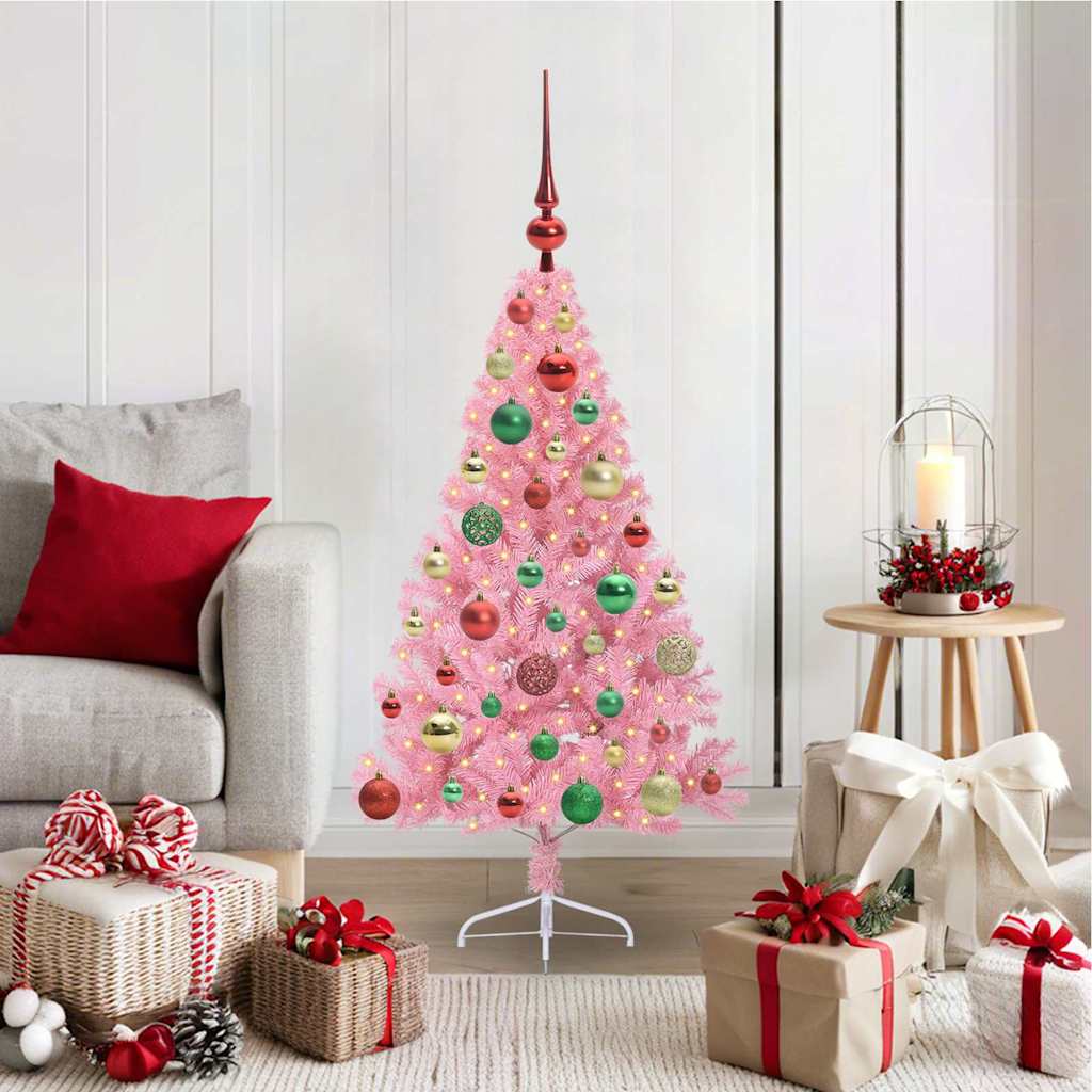 Albero di Natale artificiale con luci integrate Rosa 120 cm PVC 3397058