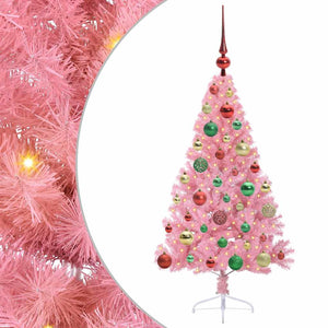 Albero di Natale artificiale con luci integrate Rosa 120 cm PVC 3397058