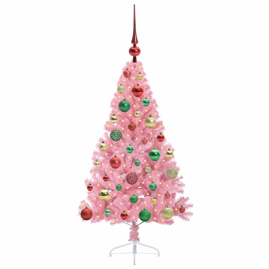 Albero di Natale artificiale con luci integrate Rosa 120 cm PVC 3397058