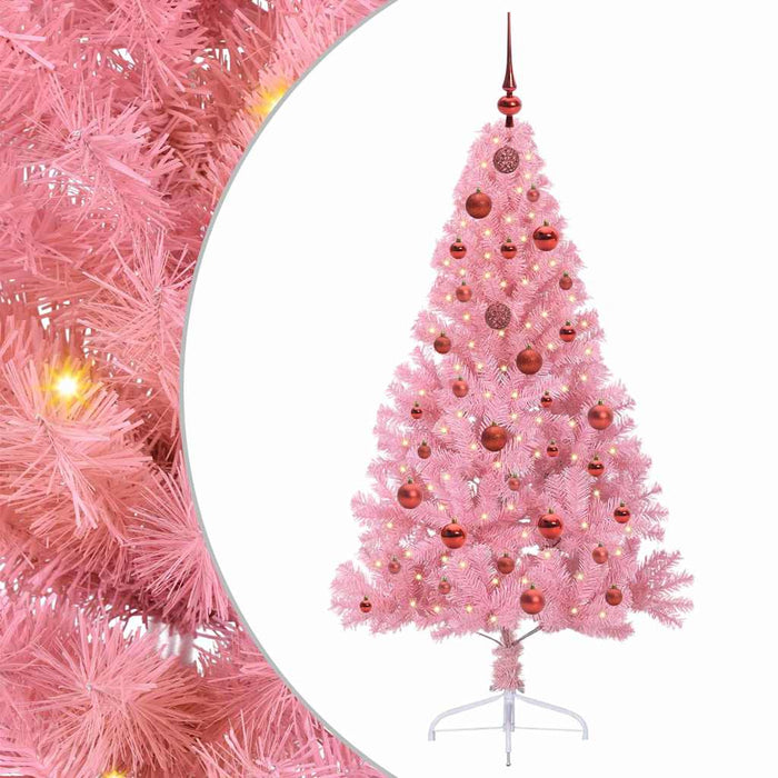 Albero di Natale artificiale con luci integrate Rosa 150 cm PVC 3397063