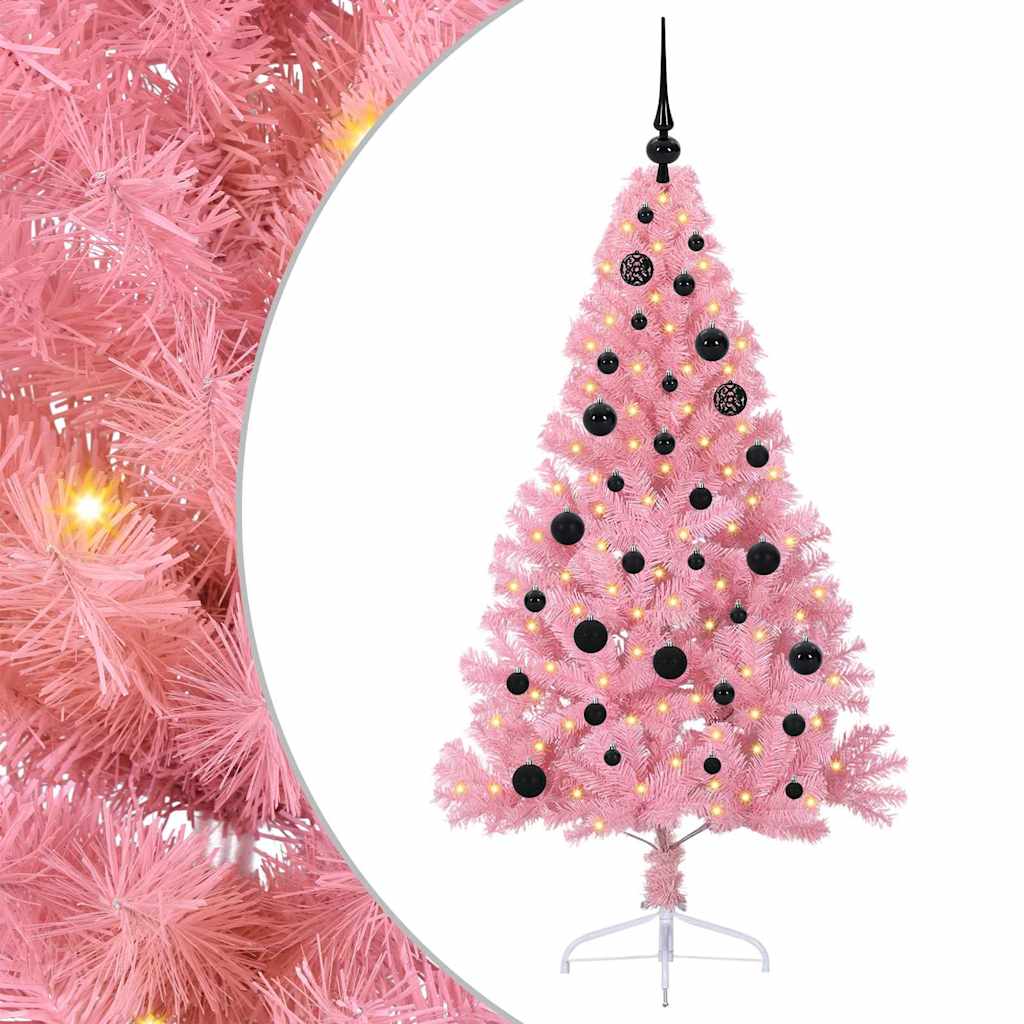 Albero di Natale artificiale con luci integrate Rosa 150 cm PVC 3397064