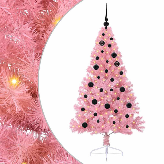 Albero di Natale artificiale con luci integrate Rosa 150 cm PVC 3397064