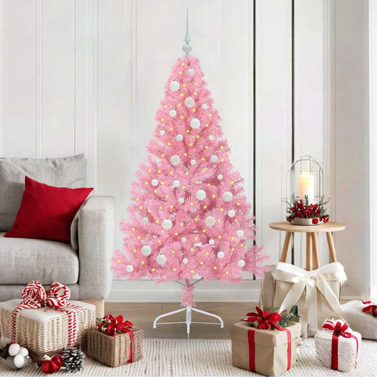 Albero di Natale artificiale con luci integrate Rosa 150 cm PVC 3397066