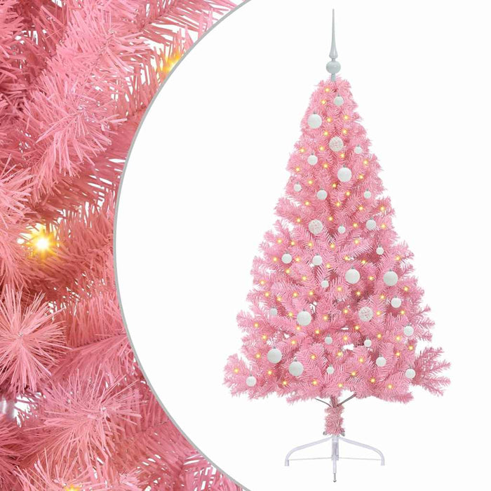 Albero di Natale artificiale con luci integrate Rosa 150 cm PVC 3397066