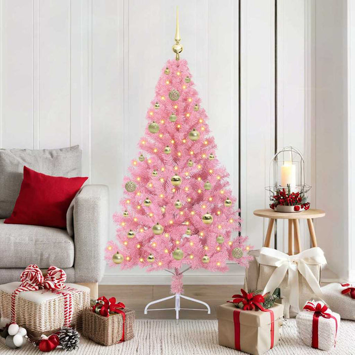 Albero di Natale artificiale con luci integrate Rosa 150 cm PVC 3397067