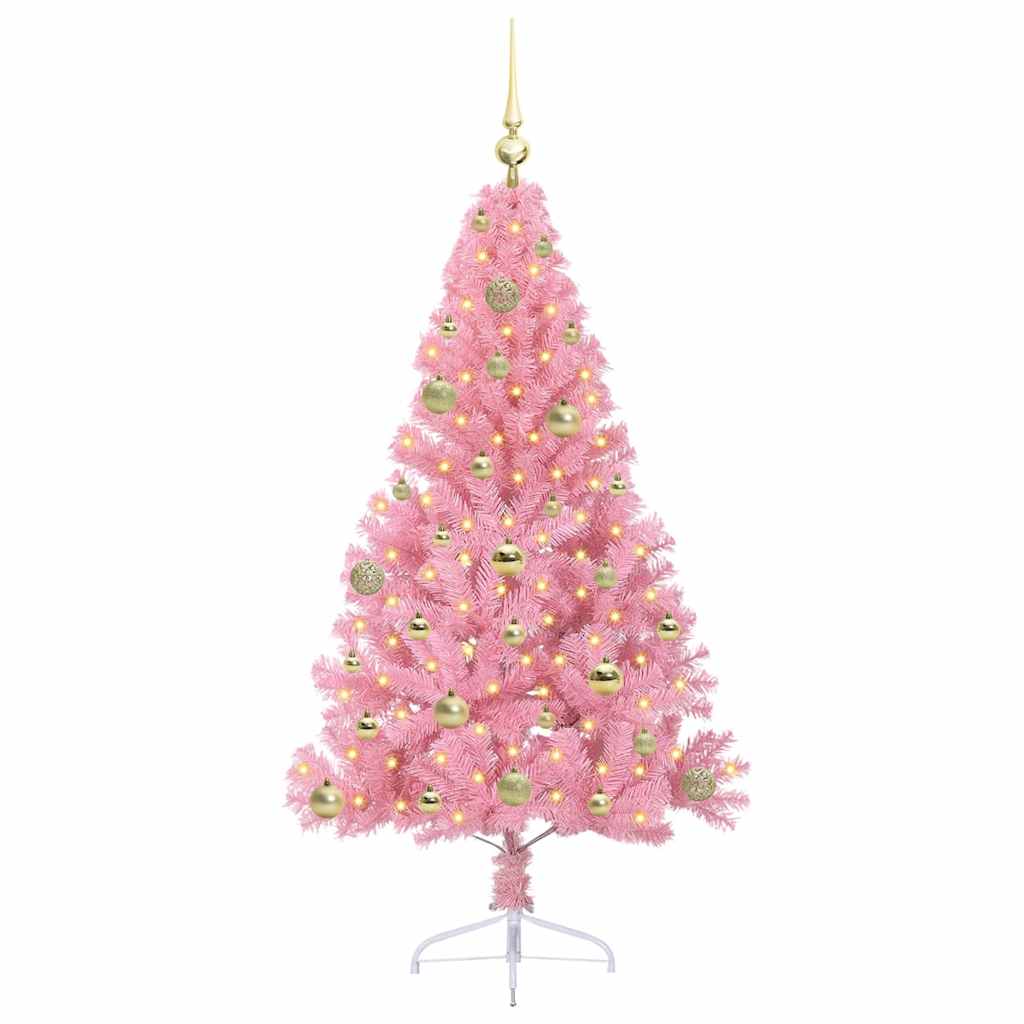 Albero di Natale artificiale con luci integrate Rosa 150 cm PVC 3397067