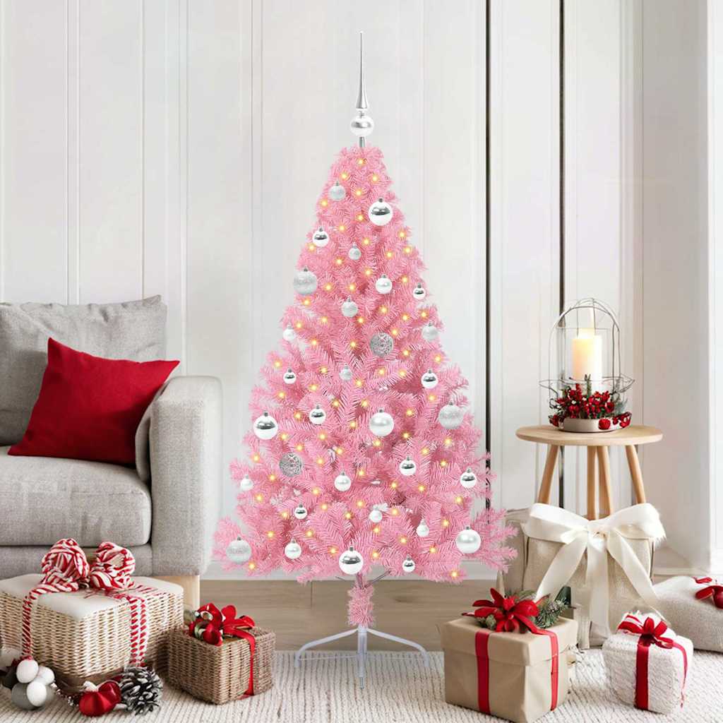 Albero di Natale artificiale con luci integrate Rosa 150 cm PVC 3397068