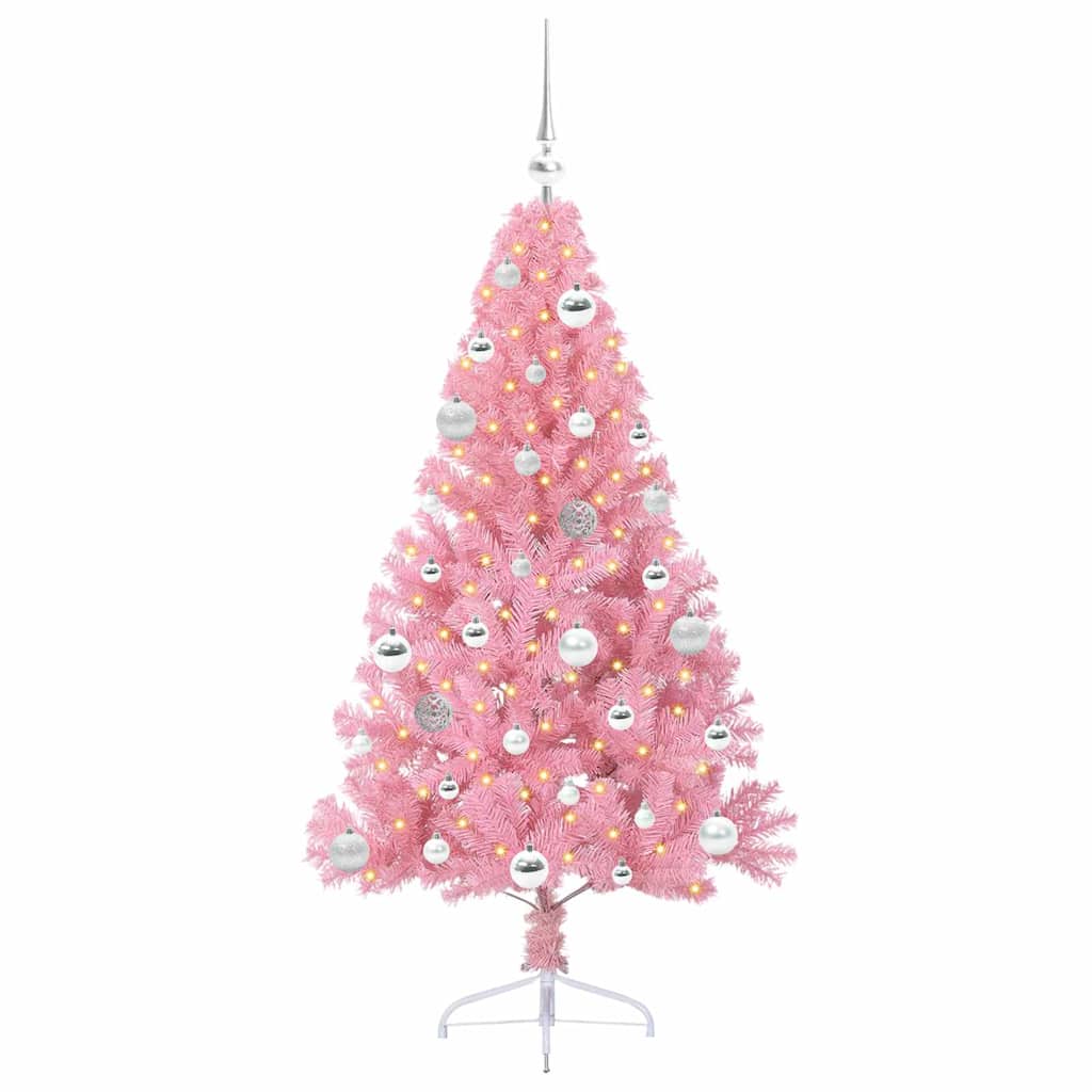 Albero di Natale artificiale con luci integrate Rosa 150 cm PVC 3397068