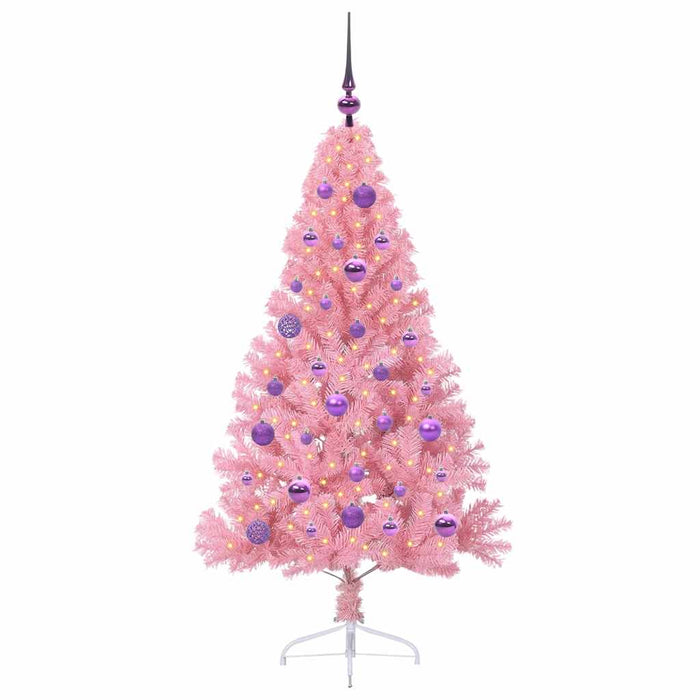 Albero di Natale artificiale con luci integrate Rosa 150 cm PVC 3397069