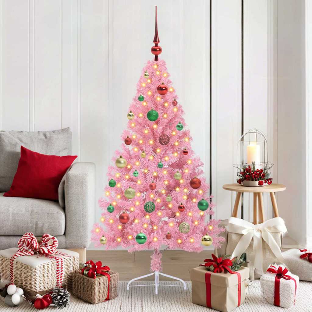 Albero di Natale artificiale con luci integrate Rosa 150 cm PVC 3397071