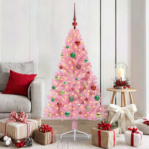 Albero di Natale artificiale con luci integrate Rosa 150 cm PVC 3397071