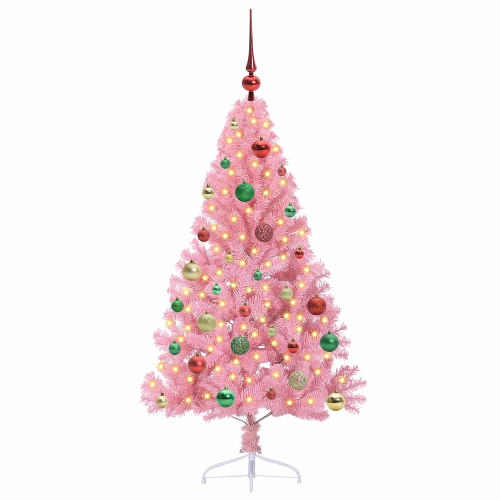 Albero di Natale artificiale con luci integrate Rosa 150 cm PVC 3397071