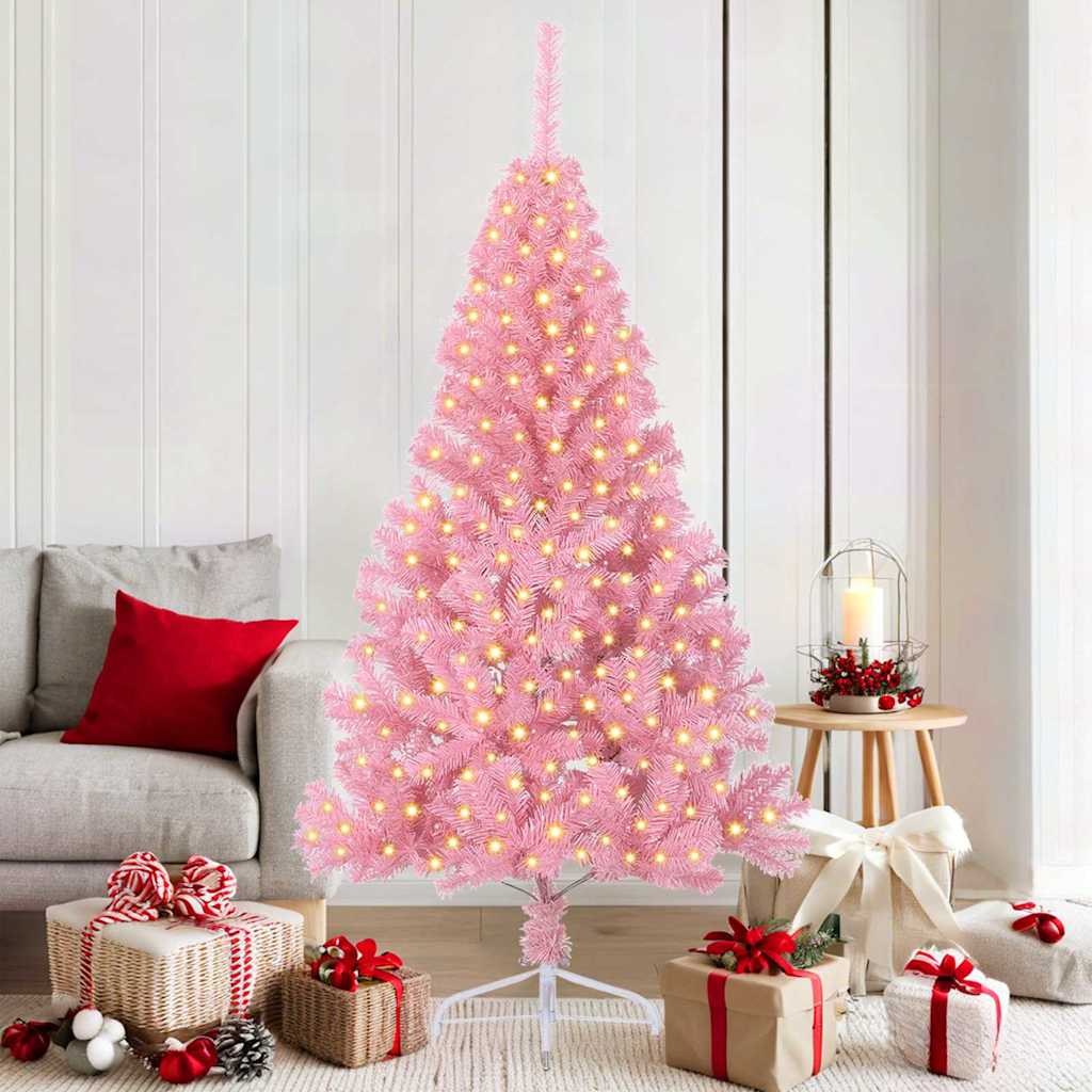 Albero di Natale artificiale con luci integrate Rosa 180 cm PVC 3397072