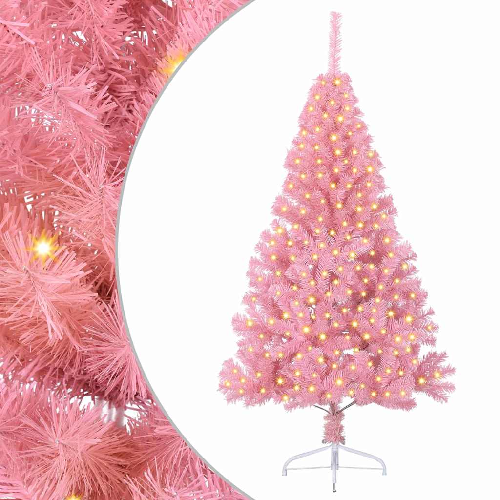 Albero di Natale artificiale con luci integrate Rosa 180 cm PVC 3397072