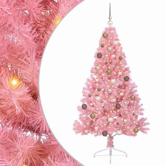 Albero di Natale artificiale con luci integrate Rosa 180 cm PVC 3397074