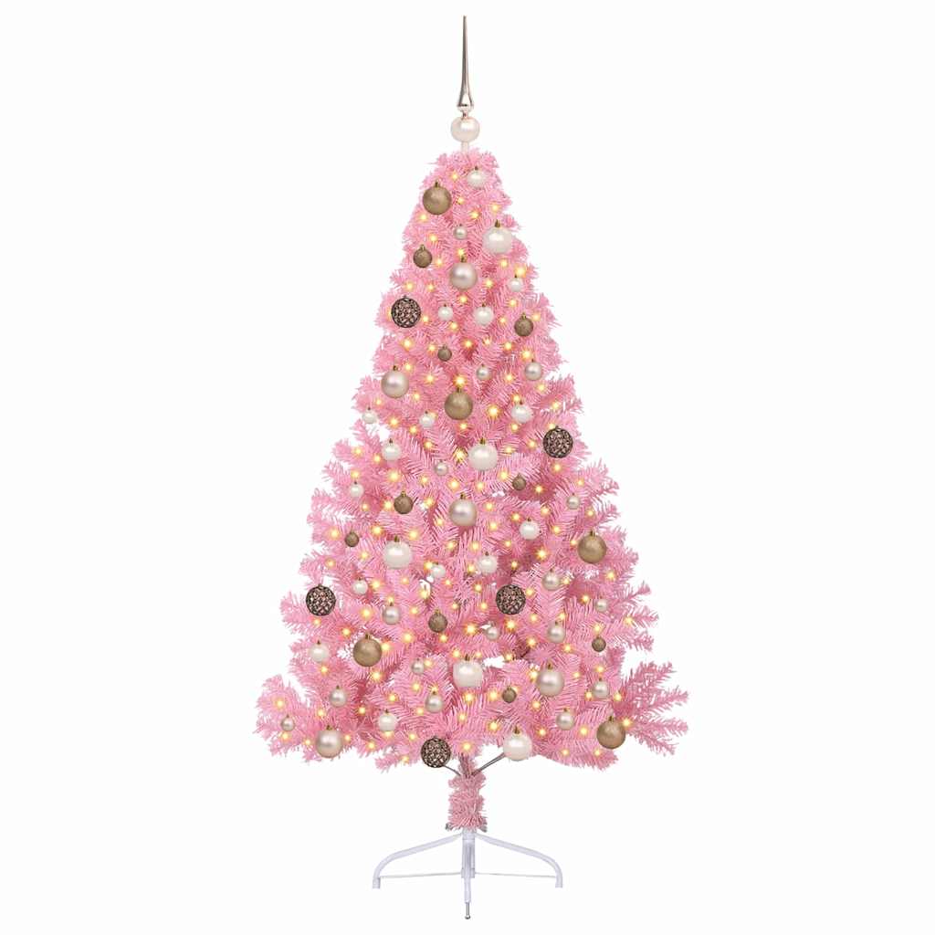 Albero di Natale artificiale con luci integrate Rosa 180 cm PVC 3397074