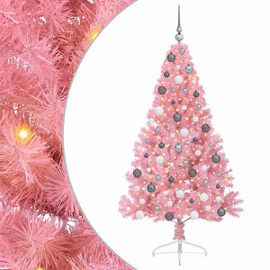 vidaXL Albero di Natale con luci a corde decorative Rosa 180 cm
