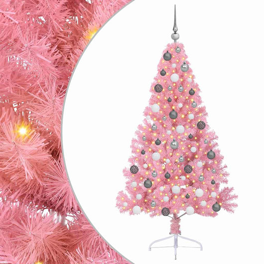 vidaXL Albero di Natale con luci a corde decorative Rosa 180 cm