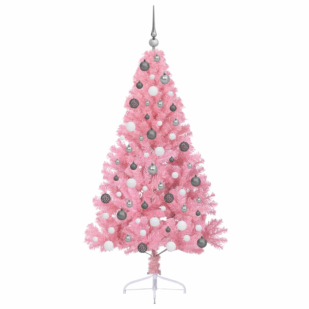 vidaXL Albero di Natale con luci a corde decorative Rosa 180 cm