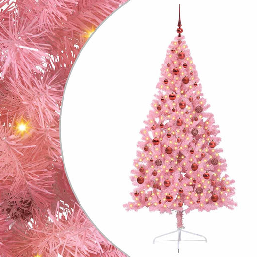 Albero di Natale artificiale con luci integrate Rosa 180 cm PVC 3397076